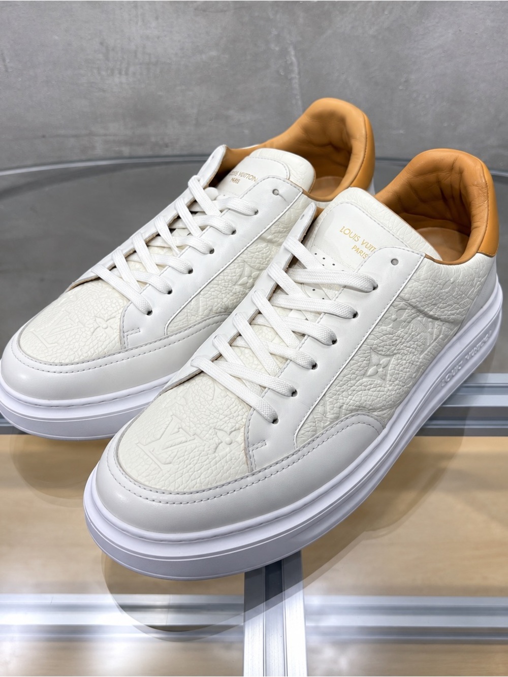 Louis Vuitton Men’s Cream-Accented White Leather Sneakers